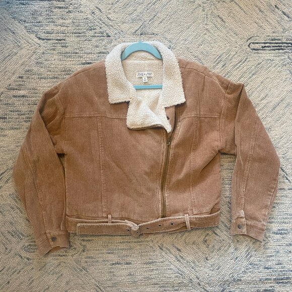 She + Sky Corduroy Sherpa Moto Jacket - Picture 2 of 4